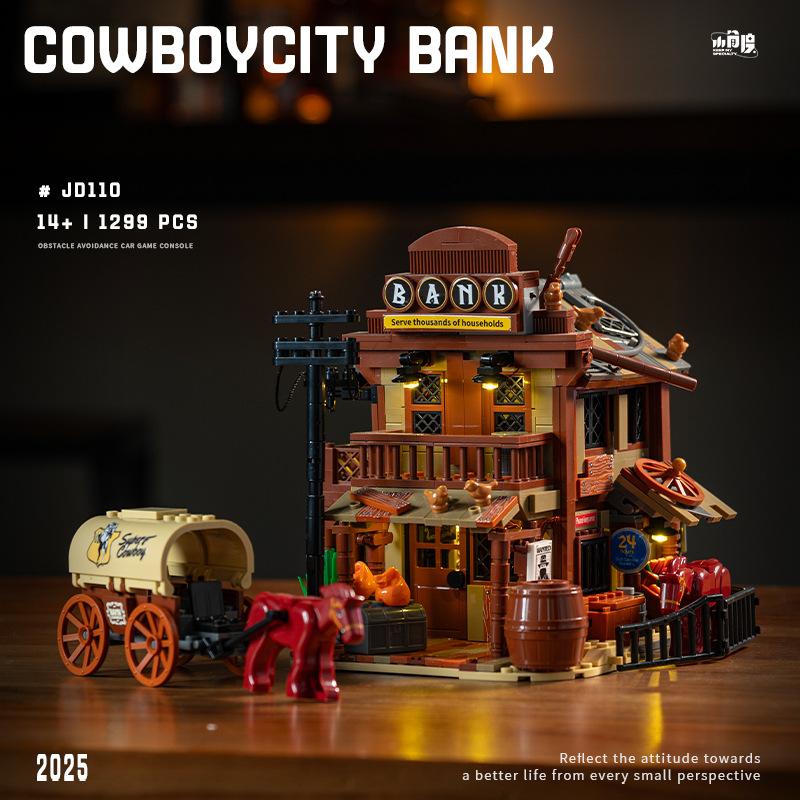 

West Cowboycity Railway Station Building Blocks Gas Station Bank Hotel Bar Model Assembled Brick Toys For Collection Gift No Box