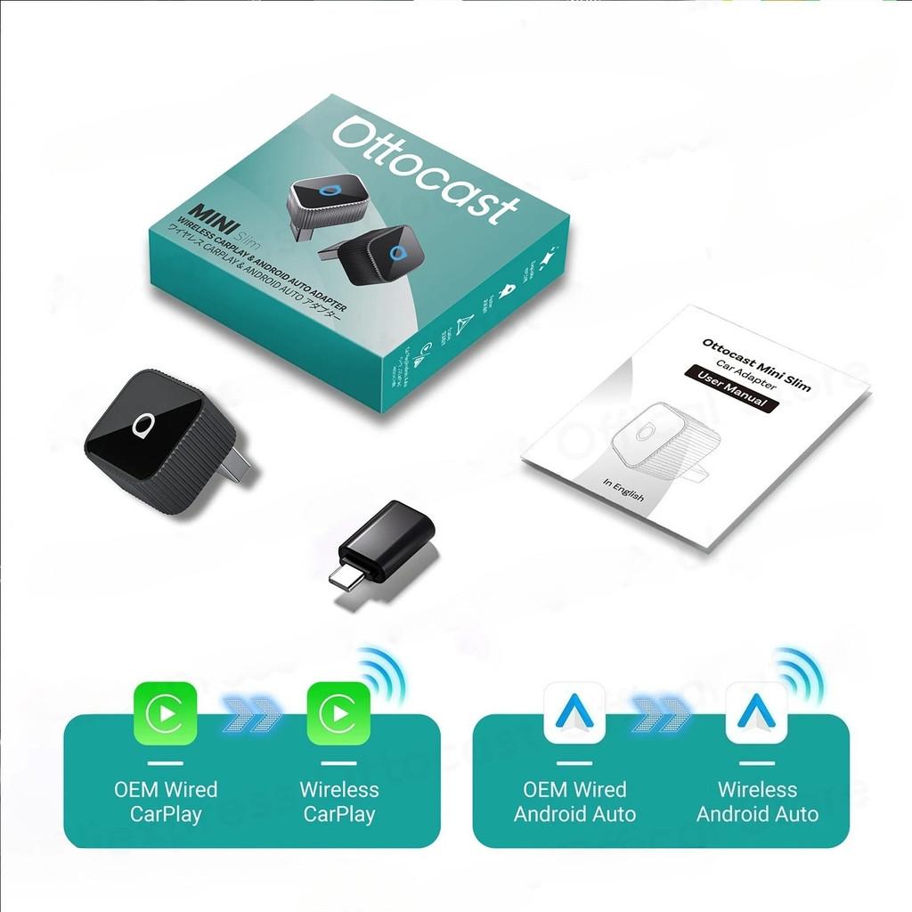 

OTTOCAST Адаптер-донгл Cube MINI Slim 2-в-1, проводной на беспроводной, CarPlay Android Auto