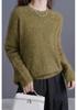 2025 Autumn/Winter Women's Thickened Wool Cashmere Round Neck Knit Sweater with Brushed Fleece