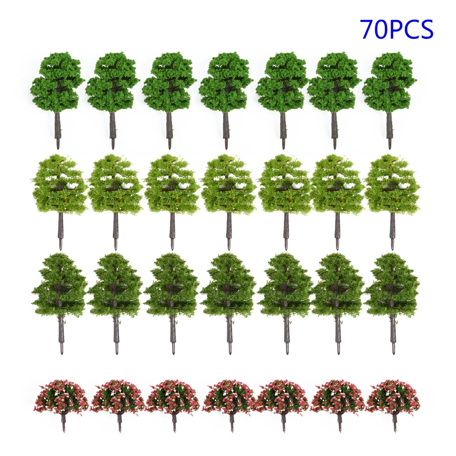 

70pcs Plastic Model Train Artificial Miniature Tree Scenery Railroad Decoration Building Landscape Sand Table Model Toys Decor China Mainland