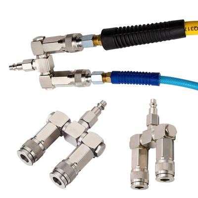 2 Way Air Hose Fittings 1/4 In NPT Air Compressor Fitting High Pressure Resistance Air Hose Connectors Swivel 360 Degree