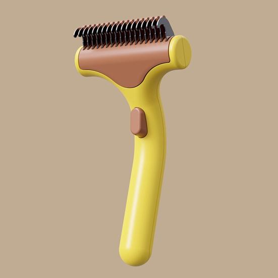 Pet Detangling Comb for Cats Dogs Double-Sided Knot-Opening And Hair Removal Grooming Tool with Self-Cleaning Button Non-Slip Handle Tangle-free Pet