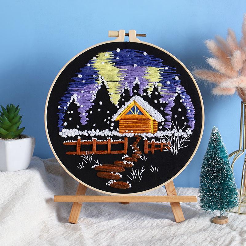 Christmas Embroidery Handmade Diy Material Package Snow Mountain Forest Embroidery