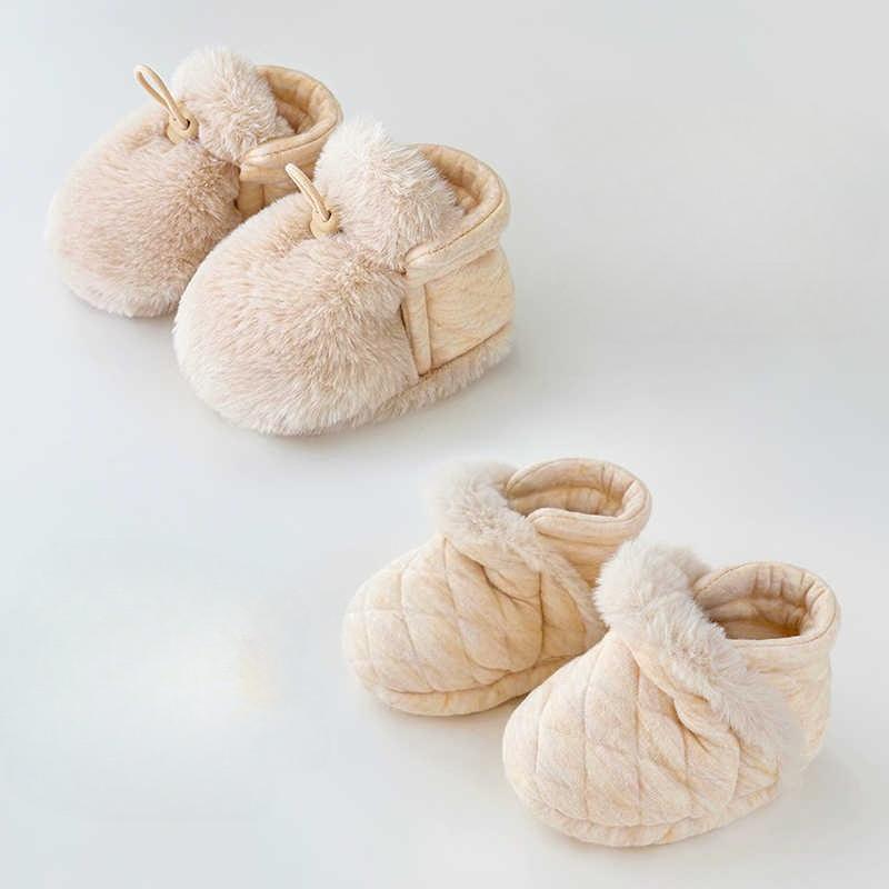 Newborn Winter Booties Thermal Soft Sole Shoes Plush Fleece Lined Prewalkers for Baby Boy Girl Warm Anti-Slip First Walkers