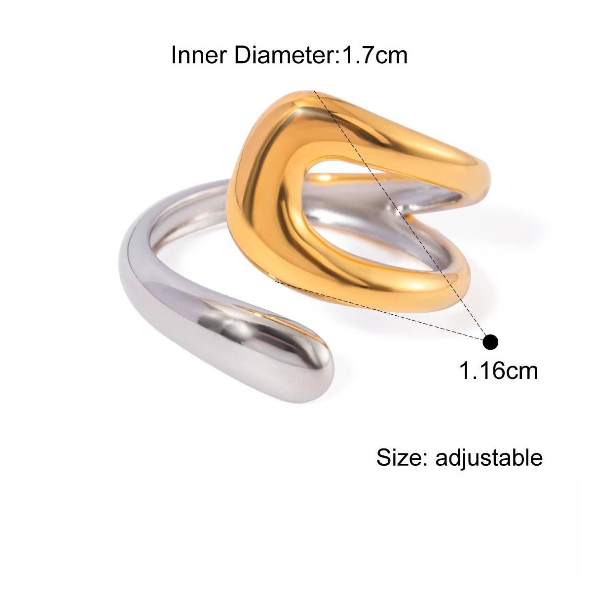 

Yori Popular Stainless Steel Heart-Shaped Ring Earrings Necklace Set 18K Golden Plated Daily Jewelry Accessories Set