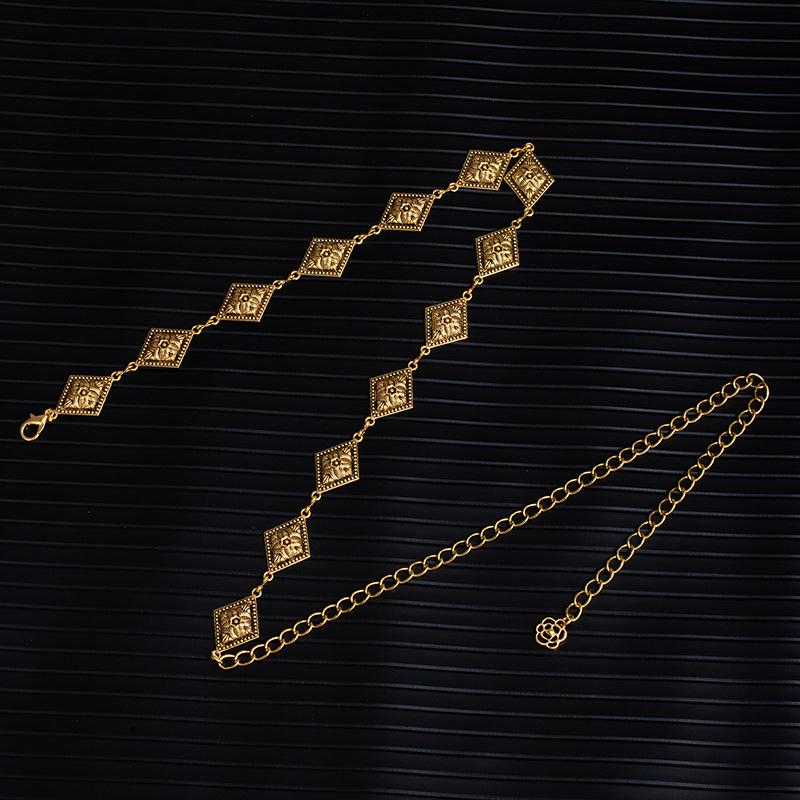 Adjustable Metal Disc Waist Chain Women'S Skirt Accessories Belt Versatile Sweater Chain Bohemian Skinny Waist Seal