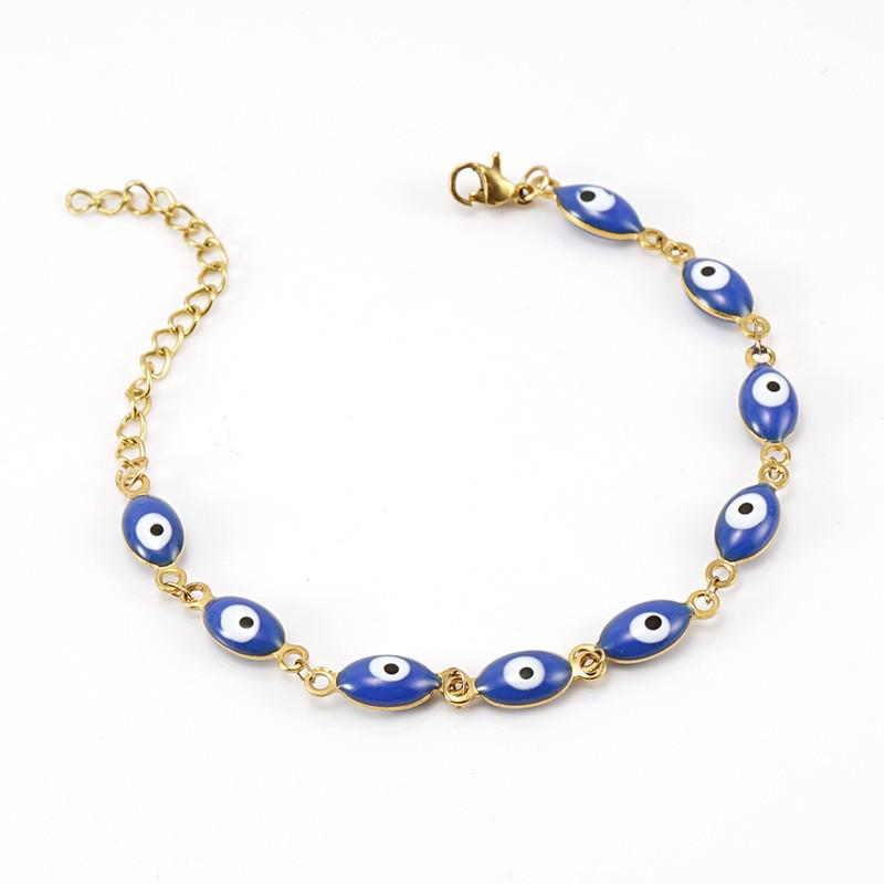 18K Stainless Steel Evil Eye Spliced Women's Bracelet - European & American Style