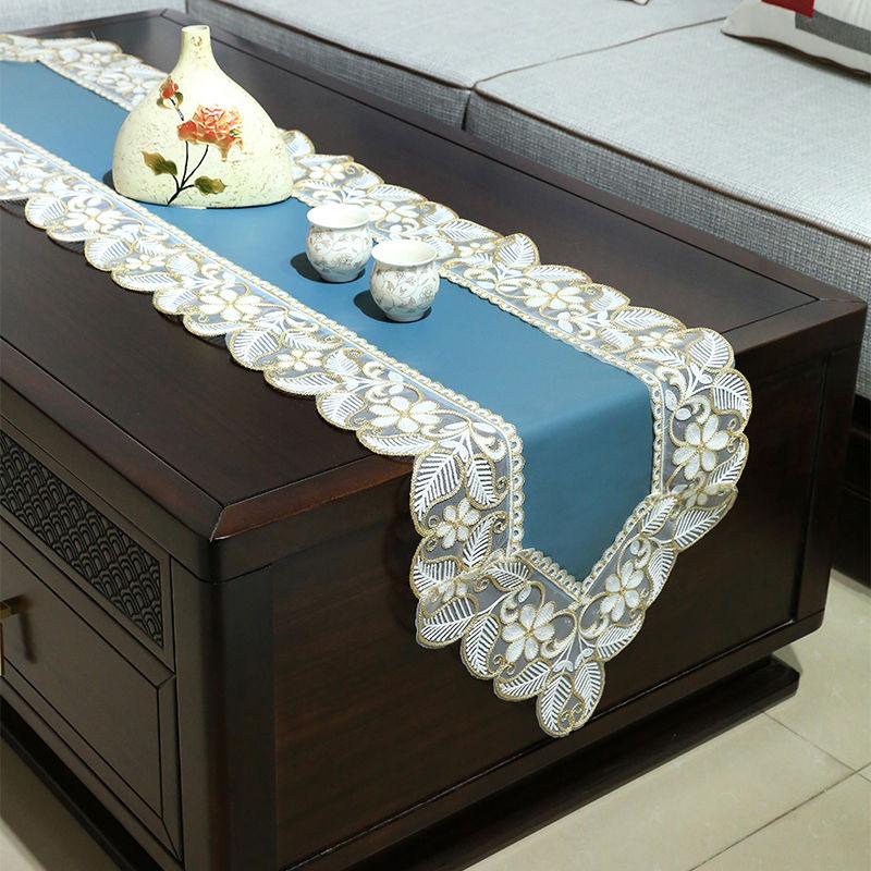 Waterproof Chinese Oil-proof Table Flag PU Coffee Table Tablecloth Tea Flag Long Light Luxury TV Cabinet