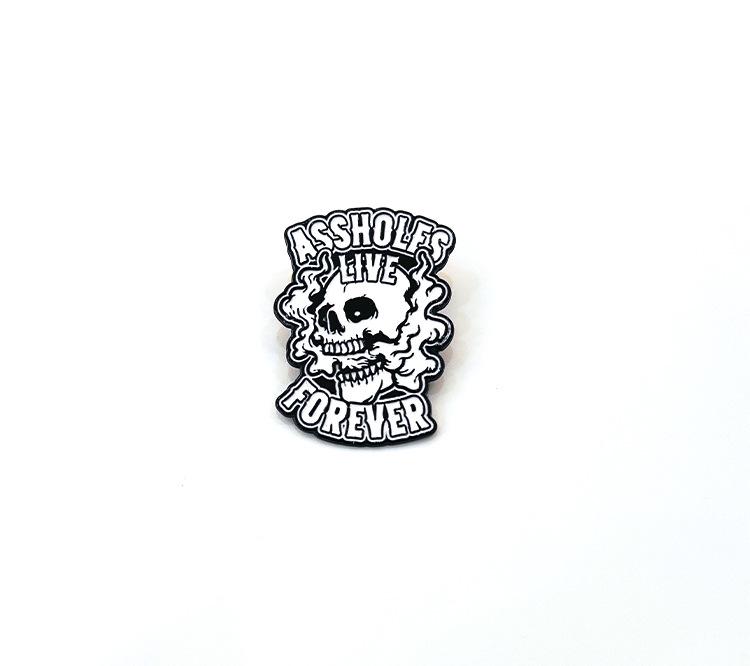 Retro Punk Skull Brooch: Halloween Tombstone Badge for Clothing & Bags