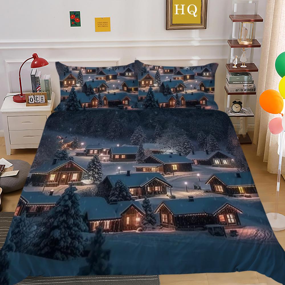 Crăciun Imprimat Home Lenjerie Queen Size Poliester Lenjerie de pat Copii Cuverturi Drăguțe de Înaltă Calitate