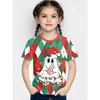 Round Neck 3D Christmas Theme Printed Short Sleeved Children's Girl T-shirts - Soft Medium Stretch Polyester Fabric Summer Relaxed Fit Clothing