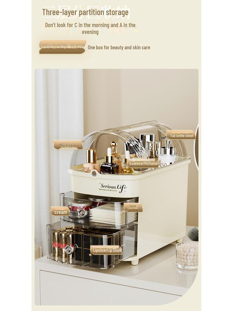 Boîte de Rangement Transparente de Grande Capacité pour Soins de la Peau et Rouges à Lèvres - Organisateur Anti-Poussière et Élégant