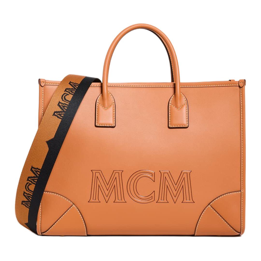 

New MCM Calfskin Shoulder Bag, Crossbody Bag, Handbag Large Women s Brown & Cognac MWTCSSX01CO001 38.1*14.0*25.9CM