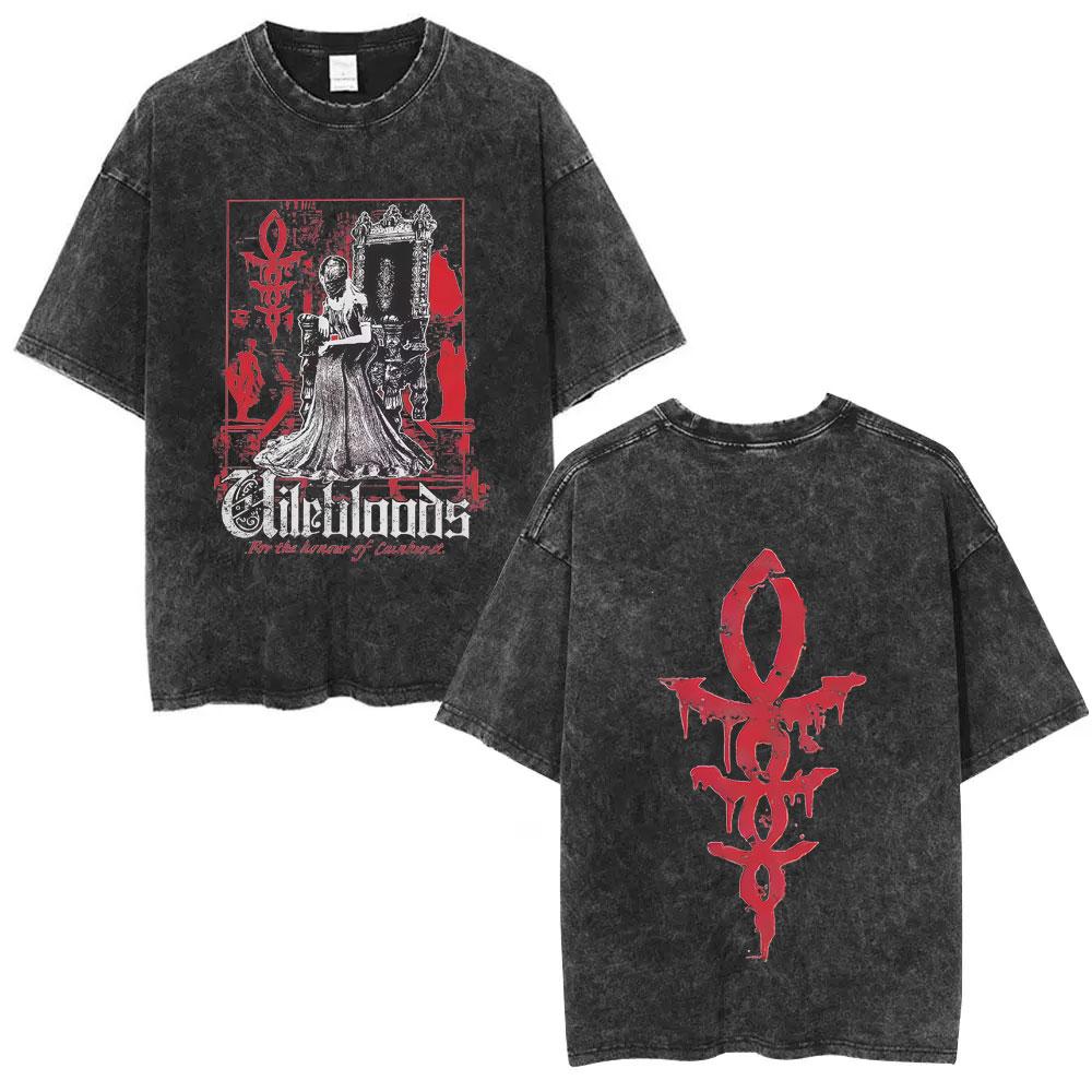 Washed Vintage Game Bloodborne Fear The Old Blood T Shirt Men Women Casual Oversized Tshirt Male High Quality Cotton Tshirts