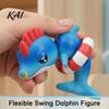 Decorative Dolphin Figurine 3D Printed Articulated Figurine, Swim Ring Fidget Toy, PLA Toy Flexible Joints Decor for Backpack Handbag Purse Charm