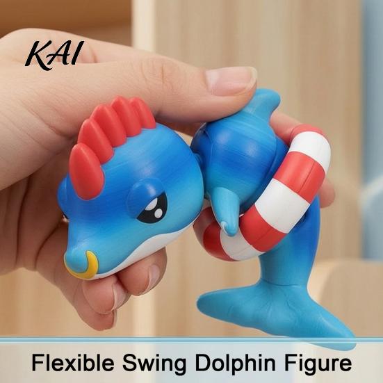 Decorative Dolphin Figurine 3D Printed Articulated Figurine, Swim Ring Fidget Toy, PLA Toy Flexible Joints Decor for Backpack Handbag Purse Charm