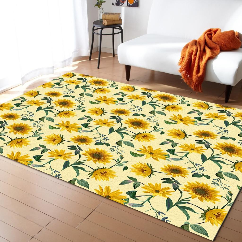 Positive Sunflower Large Carpet Rug for Home Living Room Bedroom Sofa Doormat Decor Kids Play Area Rug Carpet Non-slip Floor Mat