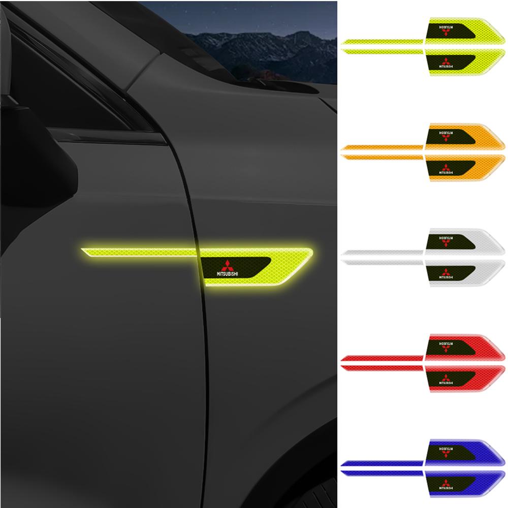 cxdjmy1 Car Fender Door Warn Safety Reflective Sticker Decals For Mitsubishi Space Star Eclipse Cross ASX Lancer 9 Xpander Ralliart Colt