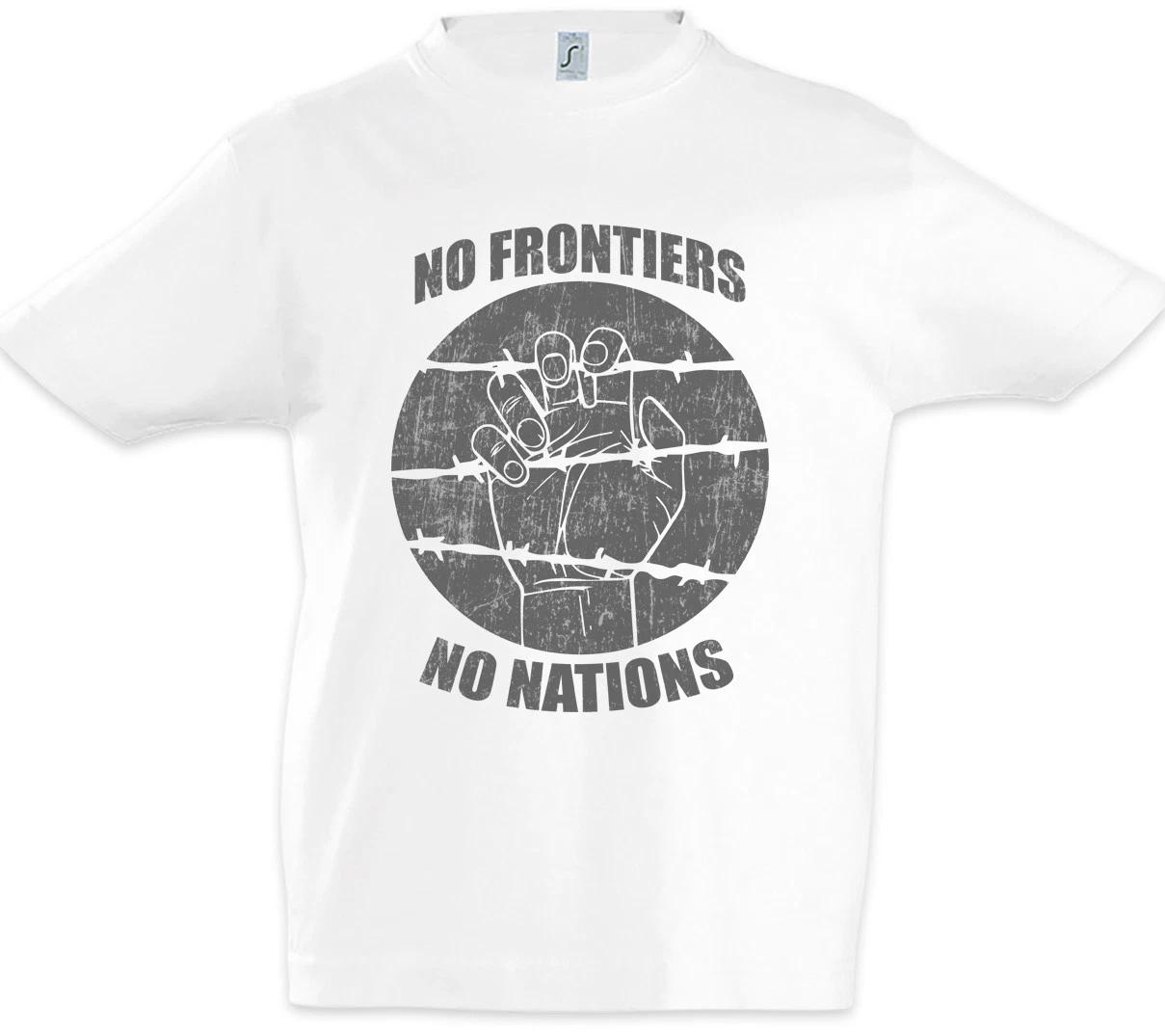 No Frontiers No Nations Kids Boys kids boys T-Shirt Refugees Against Nationalism Borders 100