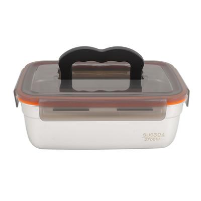 304 Stainless Steel Food Storage Container Metal Sealed Lunch Box with Handle for Home Refrigerator