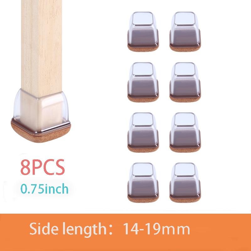 8PCS Thick Rubber Chair Leg Protector Covers Felt Bottom Furniture Pads Floor Protectors Caps To Redu Noise And Prevent Scratc