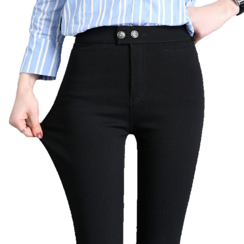 High Waist Slimming Elastic Pencil Pants - Tapered, Casual Style
