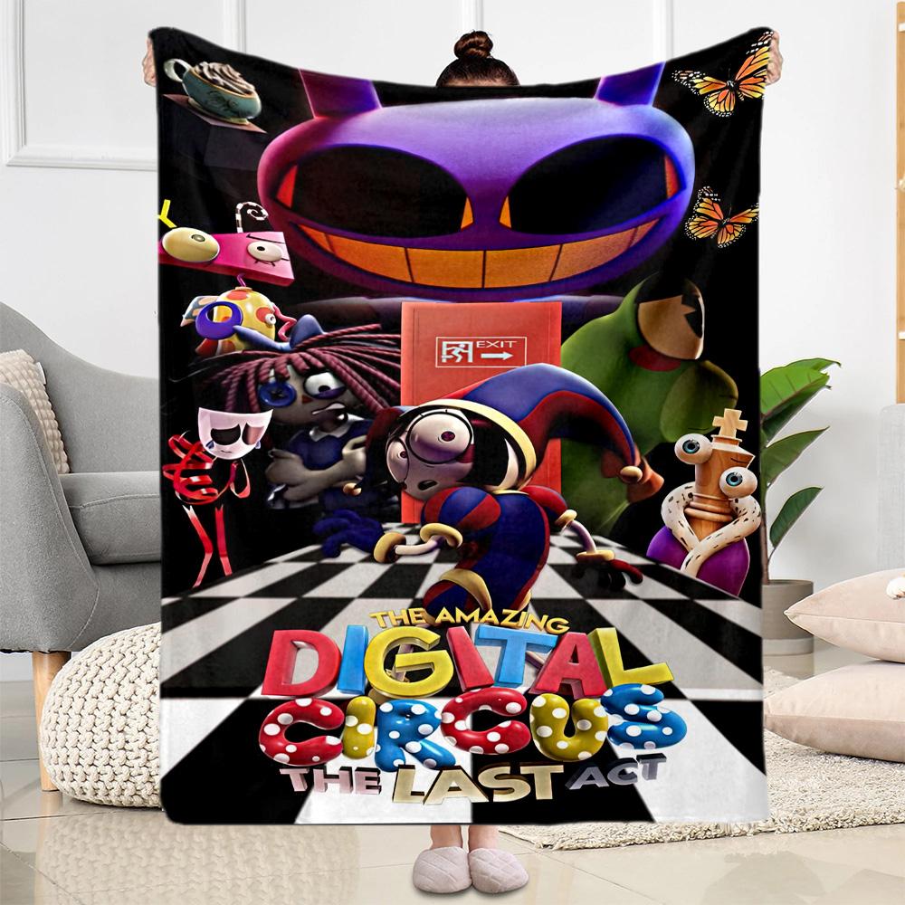 Digital Circus Blanket Comfortable Suitable for Sofa Office Bed Four Seasons Universal Playful Design Perfect Gift for Relatives and Friends