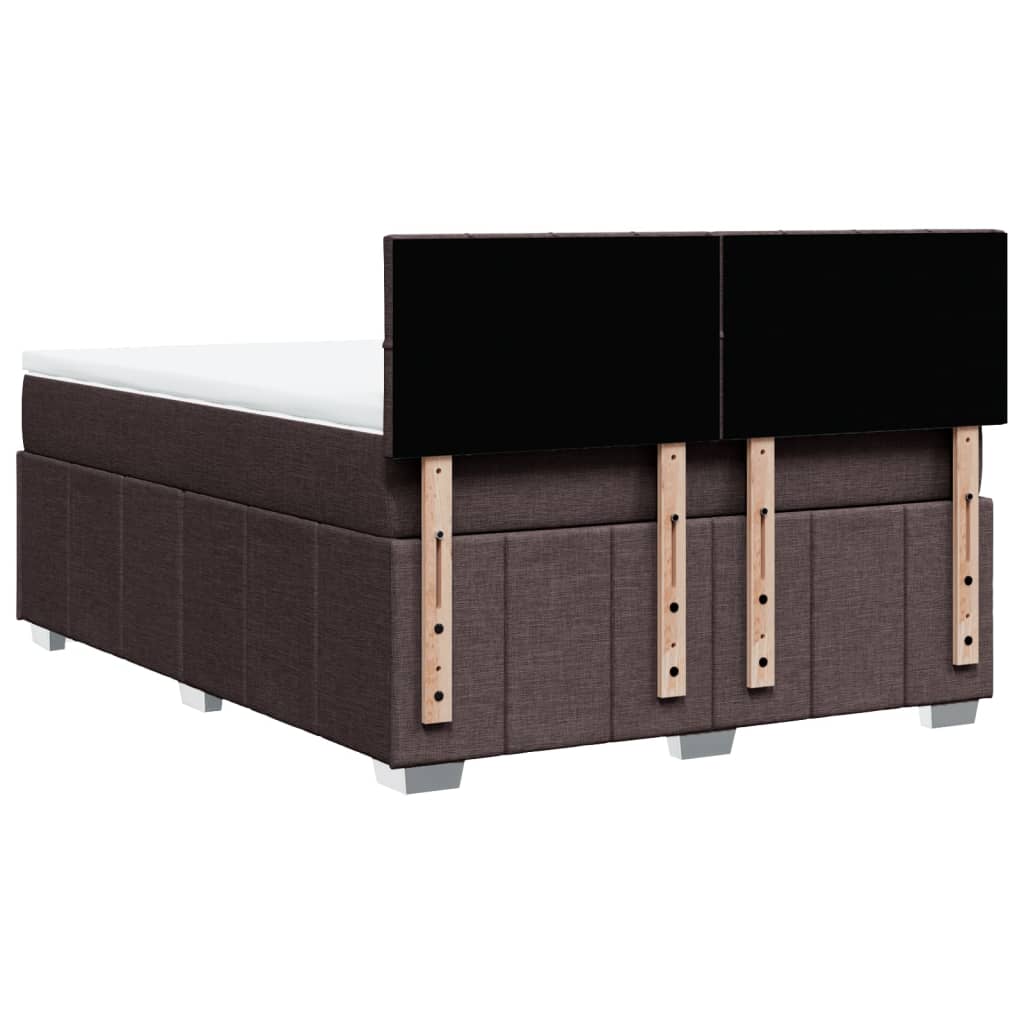 Box Spring Bed with Mattress Dark Brown 140 x 200 cm Fabric