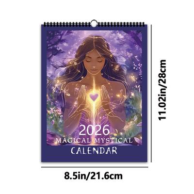 1pc, 2026, Enchanted Mystic Wall Calendar, Magical Witch Series, 12 Designs, Wall Calendar, Birthday, Christmas, New Year Gift