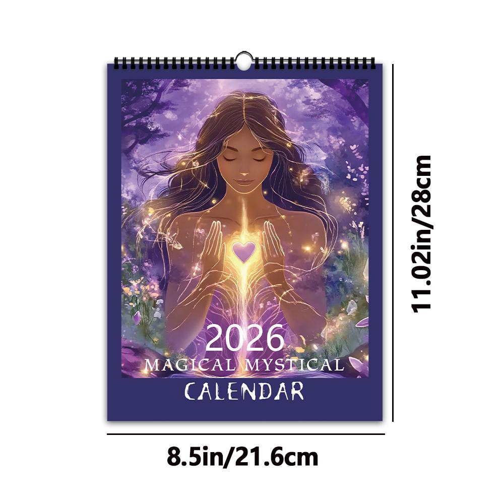 

1 шт., 2026, Зачарованный мистический настенный календарь, Серия «Магическая ведьма», 12 дизайнов, Настенный календарь, Подарок на день рождения, Рождество, Новый год