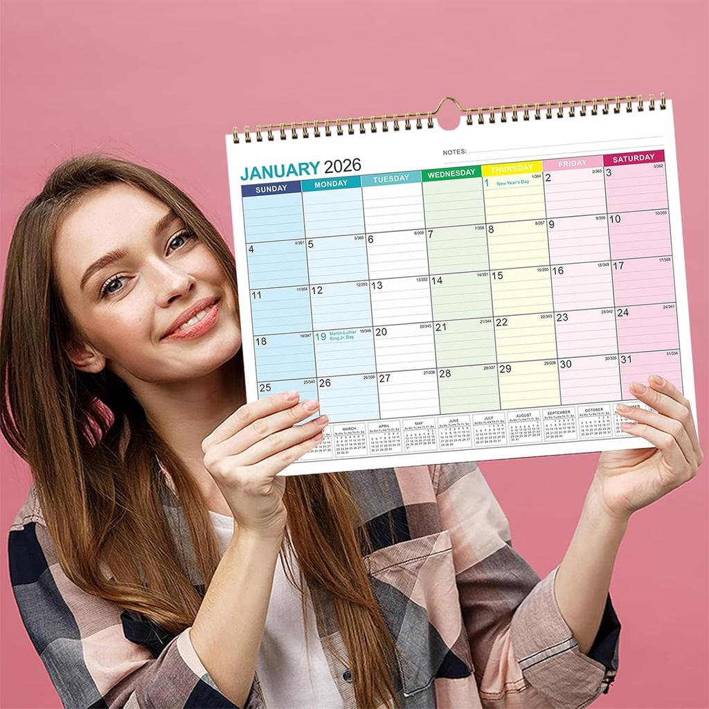 Wall Calendar 2026-2027, 18 Months Academic Calendar, Jan. 2026 - Jun 2027, 14.76" × 11.75", Monthly Wall Hanging Calendar with Thick Paper for