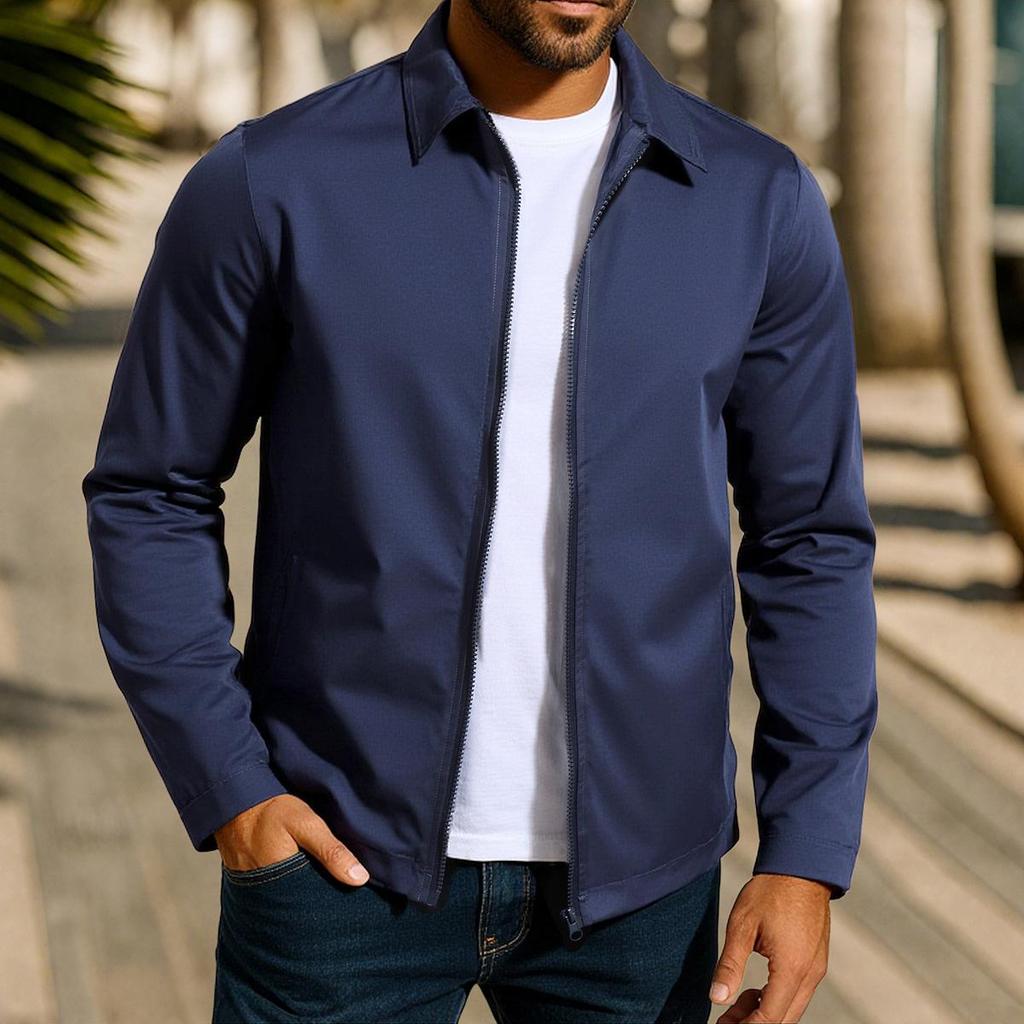 Jaquetas Bomber Leves Masculinas Cor Sólida Corta-vento Jaqueta Softshell Casaco com Zíper para Outono Casual ao Ar Livre À Prova de Vento Jaquetas Varsity para Homens