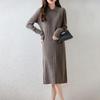 Women Sweater Dress 100% Wool MODERN NEW SAGA Turn-down Collar Knit Long Pullover Winter Jumpers Wool Long Dress Female
