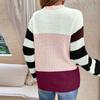 Women's  And Winter Temperament Color Block Striped Pullover Sweater