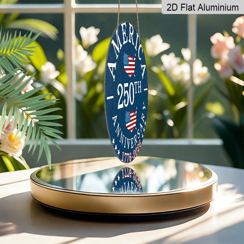 2D Flat, 1pc Round Aluminum Hanging Sign, 250th Anniversary 4th of July Door Sign, Vintage USA Flag Map Design, Perfect for 4th of July, Independence