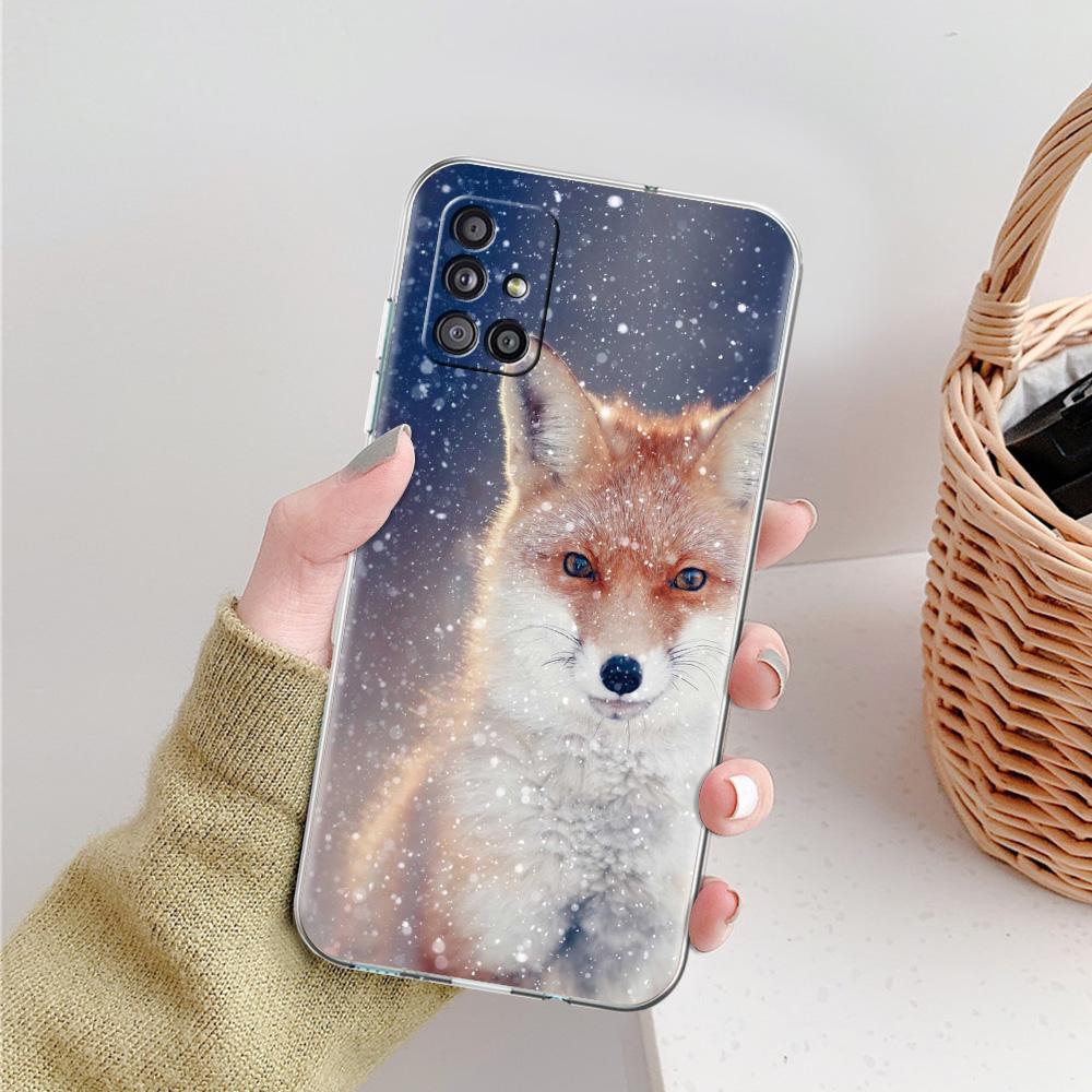 Cute cartoon animal fox Phone Case For Samsung Galaxy A51 A71 A21S A12 A11 A31 A41 A52 A32 5G A72 A01 A50 A70 Soft Clear Cover