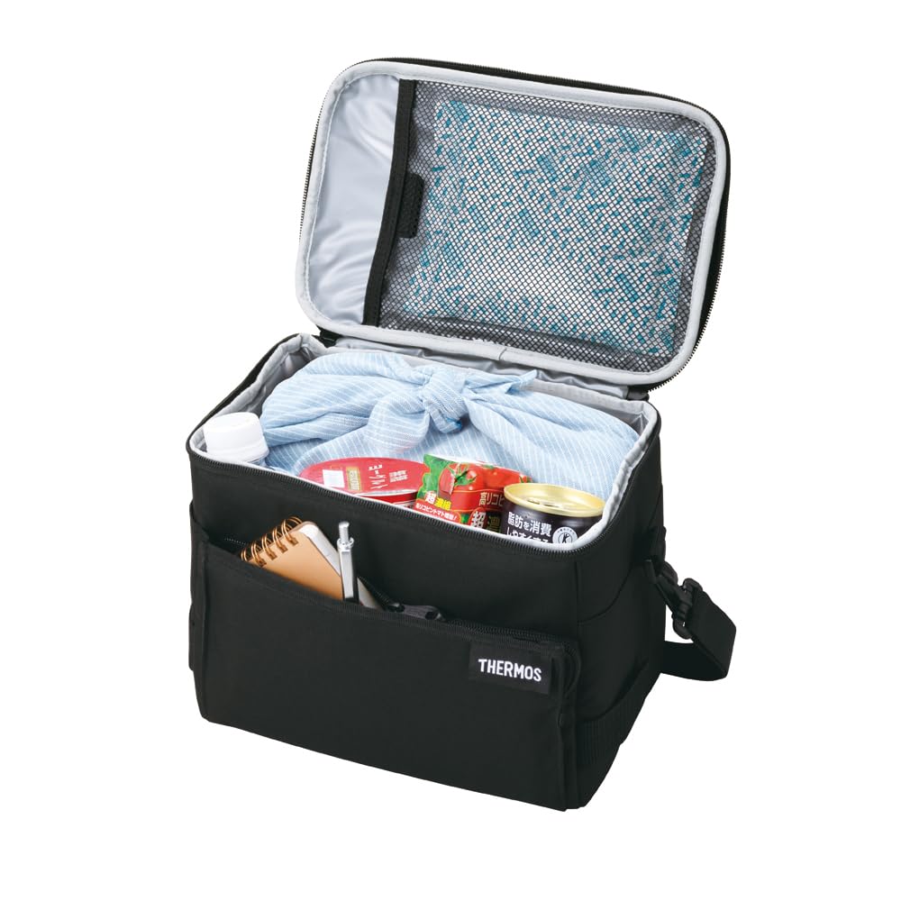 Thermos Soft Cooler 5L All Black Insulated Foldable and Box Type ALB Bag, 5-Layer Insulation, Compact, Water-Repellent Fabric, RFD-0051