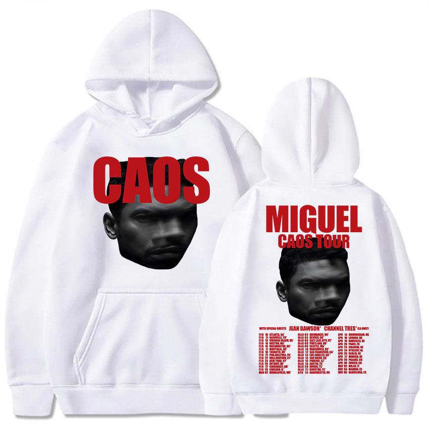 MIGUEL CAOS Tour 2026 Hoodies Long Sleeve Winter Hooded Sweatshirts Unisex Streetwear Hip Hop Fleece Pullovers Print Hoody