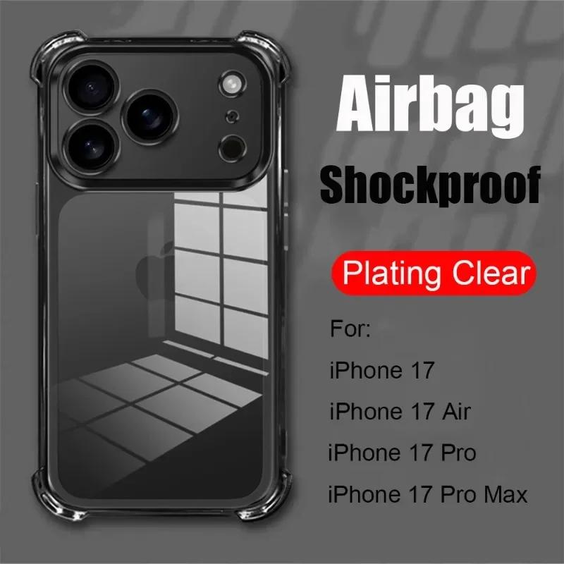 Luxury Plating Clear Shockproof Phone Case For iPhone 17 Air 17 Pro 16 15 14 13 12 11 17Pro Max Plus Anti-drop Bumper Cover