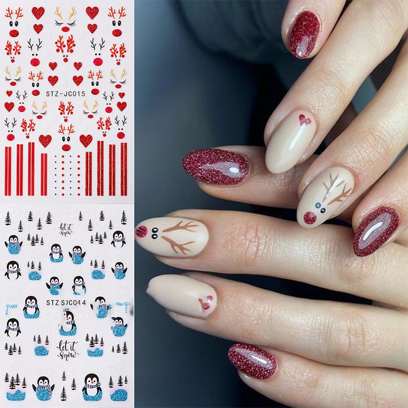 5Pcs Trendy Cartoon Laser Glitter Nail Art Stickers DIY Self Adhesive Nail Art Decorations Pretty Manicure Decals