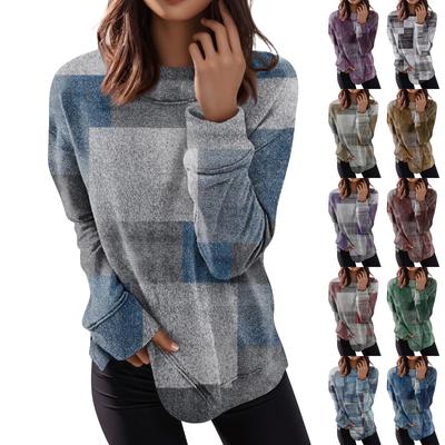 Women's Round Neck Tops Cotton Women's Casual Fashion Floral Print  Long Sleeve O-Neck Pullover Top Blouse