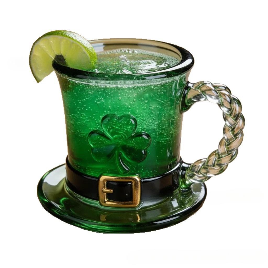 

Green Hat Glass Mug, Household Drinking Cup, Clover Embossed Beverage Cup, Creative Home Kitchen Decoration 301-400ml