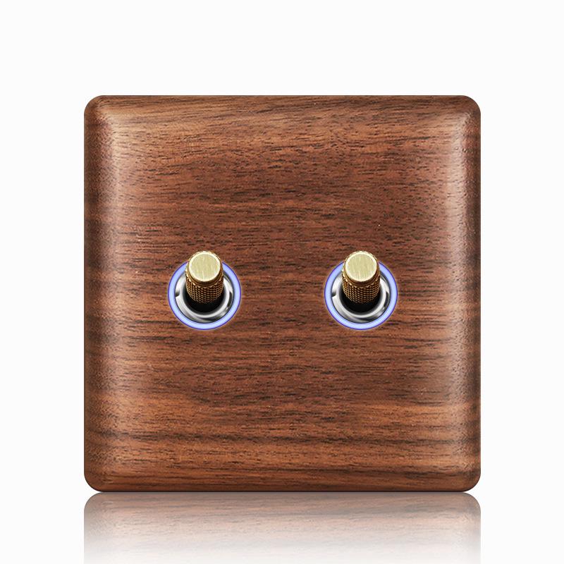 Nordic Toggle Industrial Style Solid Wood 86 Type Single/Double Gang Switch Socket