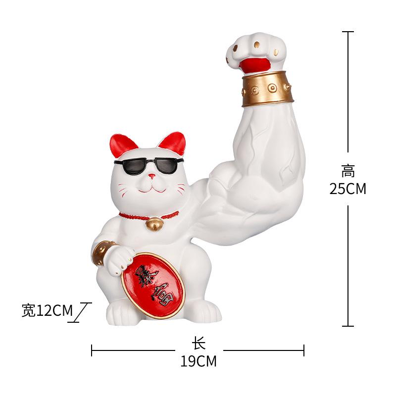 Creative Lucky Cat Decorative Ornaments Muscle Cat Animal Statue Resin Table Small Ornaments Living Room Home Decoration Modern