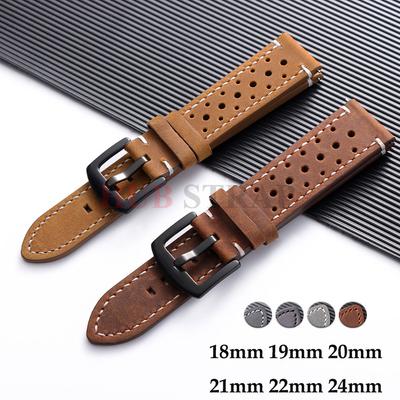 18/19/20/21/22/24mm Vintage Handmade Watch Strap Leather Strap Gray Black Brown Soft Breathable Porous for Men Women Watchbands