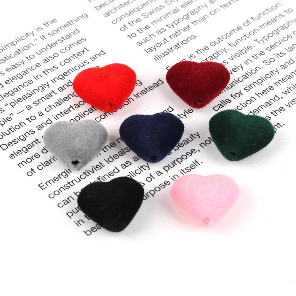 10/20Pcs Acrylic Velvet Heart-shaped Pendant Charm For Jewelry Making DIY Earring Accessories