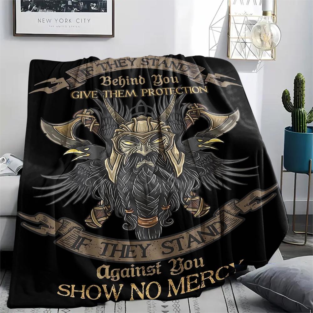 Death and Viking Warriors Print Flannel Blanket,High quality Comfortable for All Seasons,Home Decor,Warmth and Comfort,Perfect for Christmas Gifts