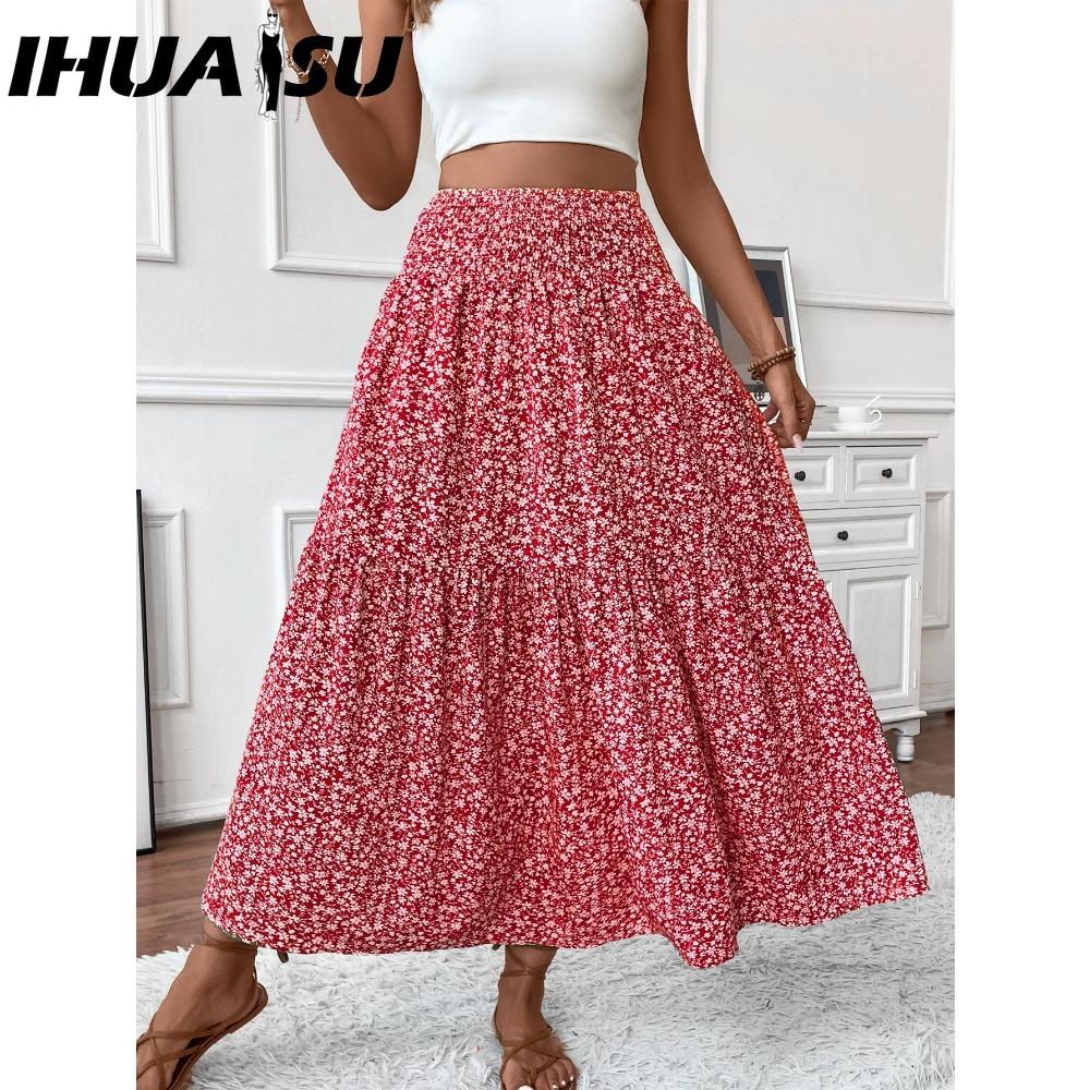 IHUASU Dámská módní ležérní letní jarní sukně