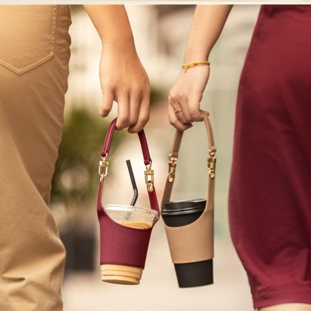 Insulating Function Cup Holder PU Water Bottle Sleeve Convenient Leather Cup Cover  Milk Tea Cups