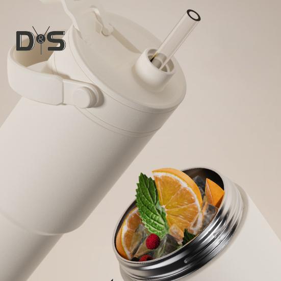 Insulated Vacuum Flask Travel Bottle with Straw Large Capacity BPA Free Food Grade Heat-Insulated Water Bottle Tumbler